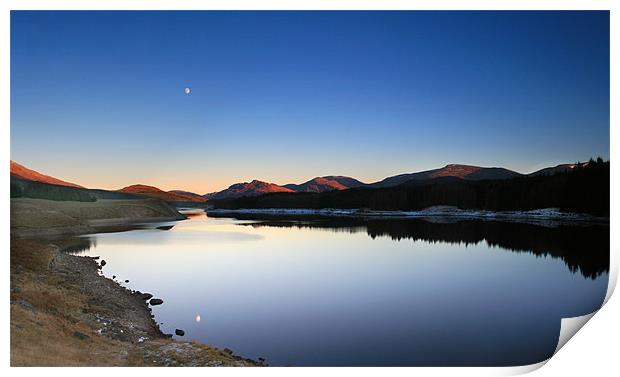 Winter Moon Over Loch Laggan Print by Malcolm Smith