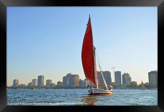 Felucca on the Nile Framed Print by Malcolm Snook