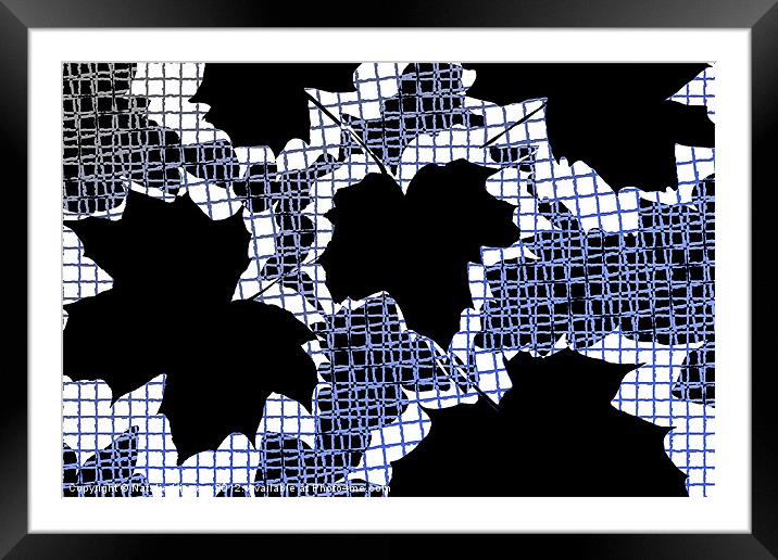 Abstract Leaf Pattern - Black White Blue Framed Mounted Print by Natalie Kinnear
