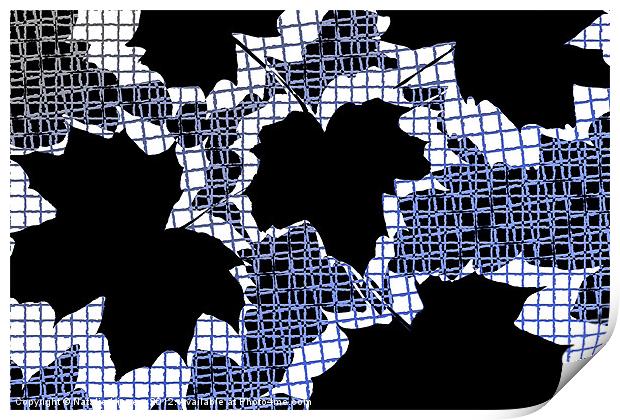 Abstract Leaf Pattern - Black White Blue Print by Natalie Kinnear