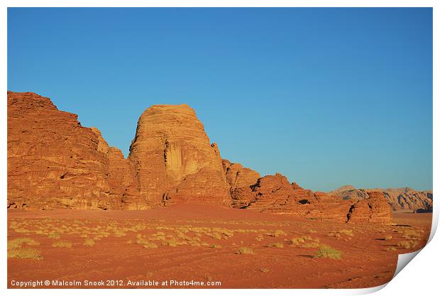 Wadi Rum Rock Formations Print by Malcolm Snook