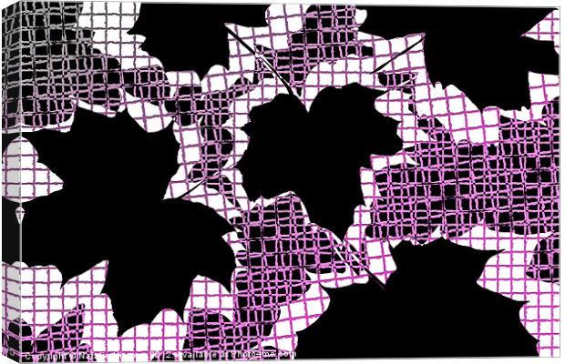 Abstract Leaf Pattern - Black White Pink Canvas Print by Natalie Kinnear