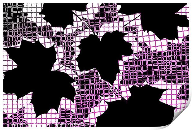 Abstract Leaf Pattern - Black White Pink Print by Natalie Kinnear