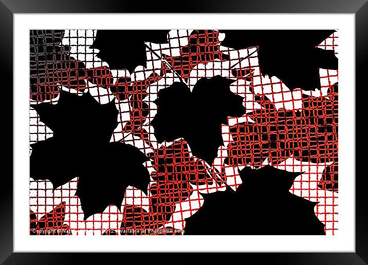 Abstract Leaf Pattern - Black White Red Framed Mounted Print by Natalie Kinnear
