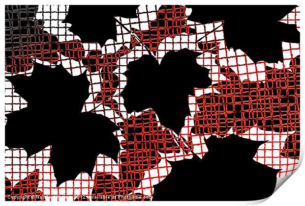 Abstract Leaf Pattern - Black White Red Print by Natalie Kinnear
