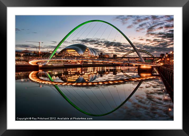 Green Millennium Bridge at Newcastle Framed Mounted Print by Ray Pritchard