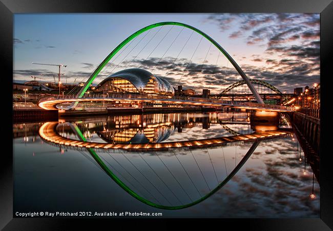 Green Millennium Bridge at Newcastle Framed Print by Ray Pritchard