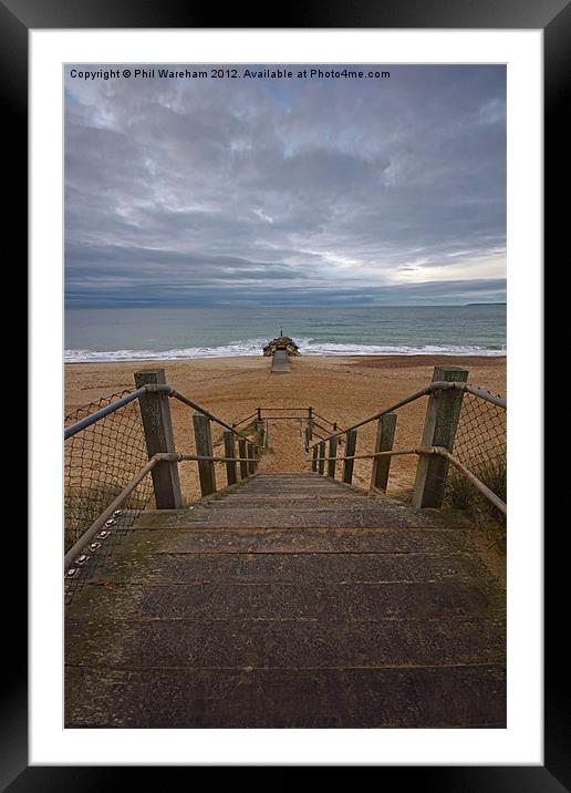 Steps to Solent Beach Framed Mounted Print by Phil Wareham