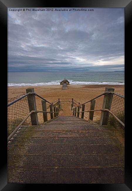 Steps to Solent Beach Framed Print by Phil Wareham