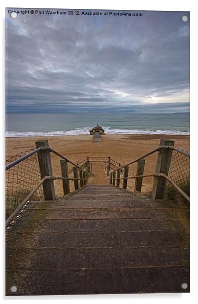 Steps to Solent Beach Acrylic by Phil Wareham