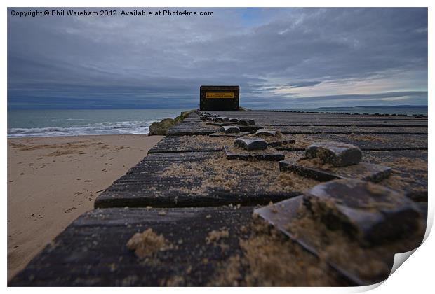 Southbourne Sea Defence Print by Phil Wareham