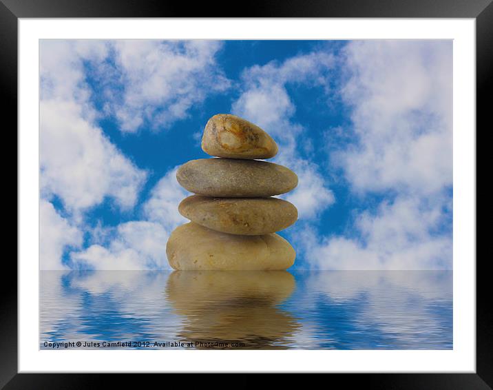 Stones on water Framed Mounted Print by Jules Camfield