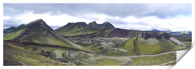 Iceland - Green hills and Volcanic remains - Iceland  Print by David Turnbull