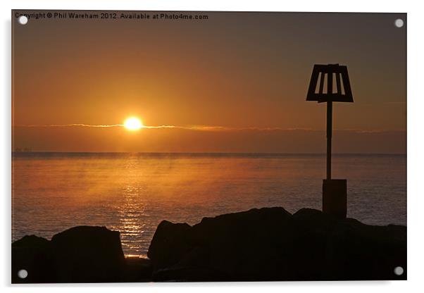 Sunrise over the breakwater Acrylic by Phil Wareham