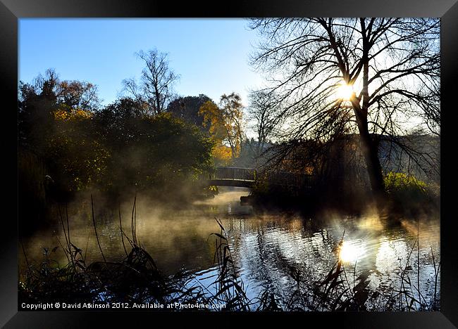 MIST OVER THE RIVER Framed Print by David Atkinson