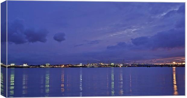 Fawley View At  Night Canvas Print by Donna Collett