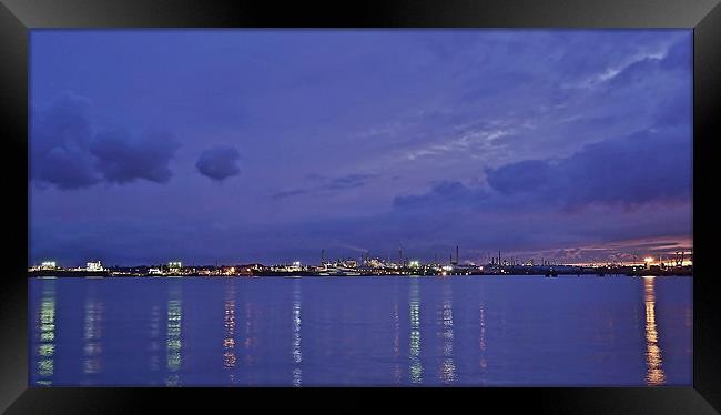 Fawley View At  Night Framed Print by Donna Collett