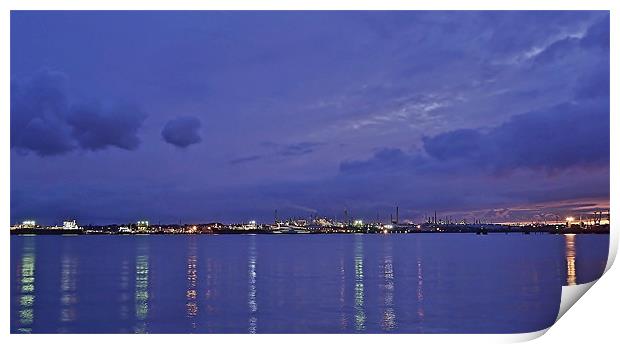 Fawley View At  Night Print by Donna Collett