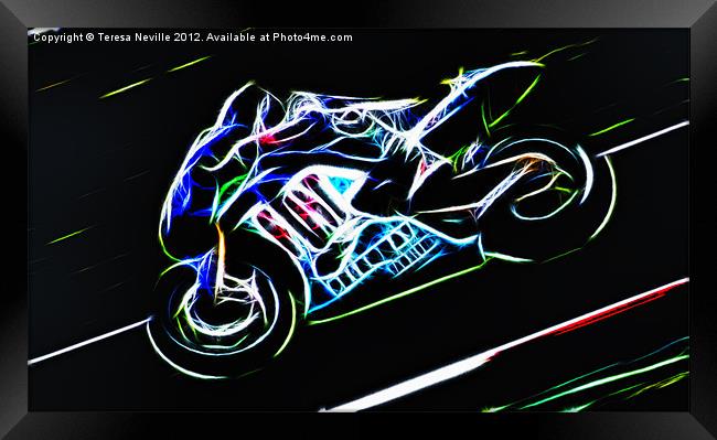 Motorcycle Racer Framed Print by Teresa Neville