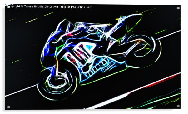 Motorcycle Racer Acrylic by Teresa Neville