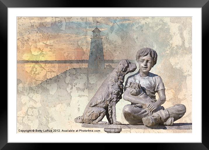 Boy and His Dogs Sculpture Framed Mounted Print by Betty LaRue