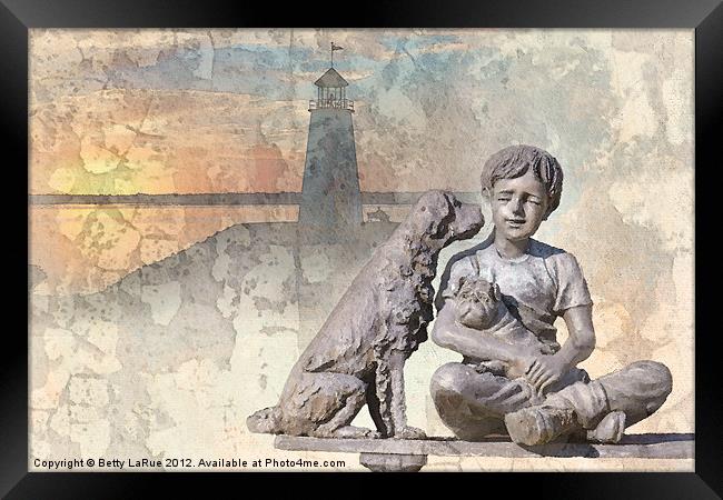 Boy and His Dogs Sculpture Framed Print by Betty LaRue