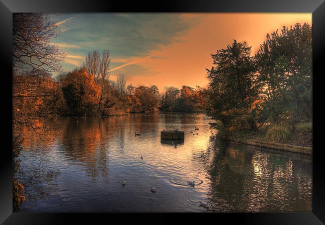 Autumn evening over the lake Framed Print by Dean Messenger