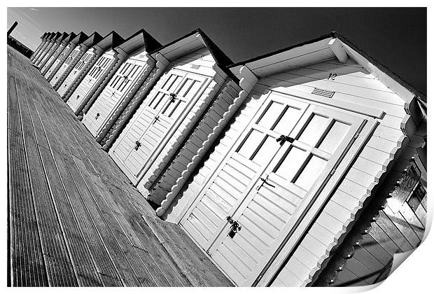 Eastbourne Beach Huts Print by Phil Clements