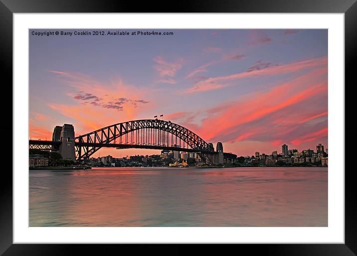 Sunset Bridge Spectacular Framed Mounted Print by Barry Cocklin