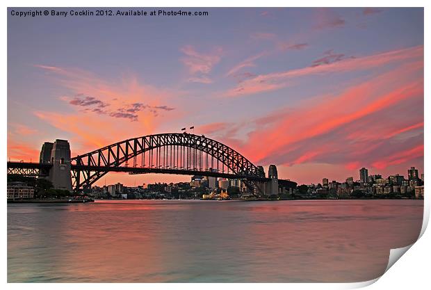 Sunset Bridge Spectacular Print by Barry Cocklin