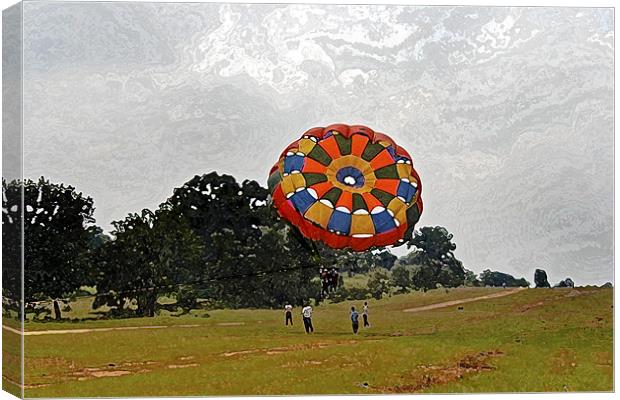 Tandem girlie Paragliders lift off Canvas Print by Arfabita  