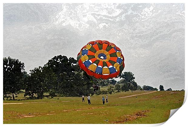 Tandem girlie Paragliders lift off Print by Arfabita  