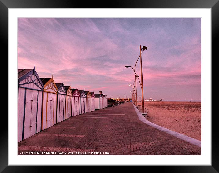 Great Yarmouth Beach Huts. Framed Mounted Print by Lilian Marshall