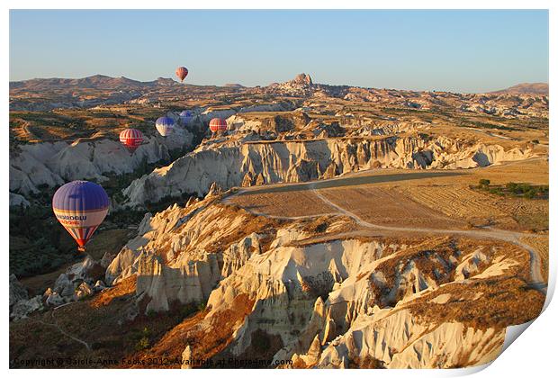 Ballooning Over Goreme Valley Print by Carole-Anne Fooks