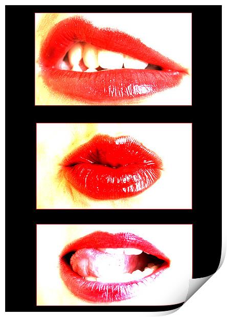 retro lips Print by Kerryann Logan