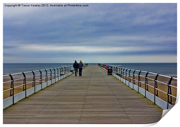 Walk on the Pier Print by Trevor Kersley RIP