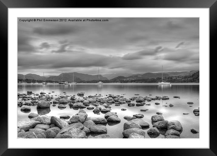 Ullswater in Mono Framed Mounted Print by Phil Emmerson