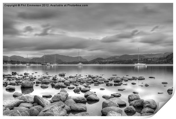 Ullswater in Mono Print by Phil Emmerson