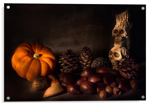 Halloween Still Life - 2 Acrylic by Ann Garrett
