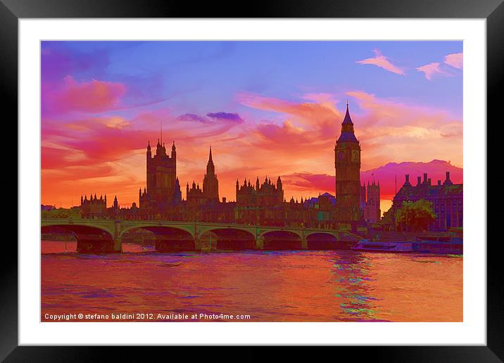 The house of parliament and westminster bridge Framed Mounted Print by stefano baldini