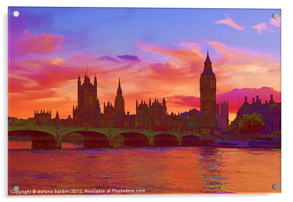 The house of parliament and westminster bridge Acrylic by stefano baldini