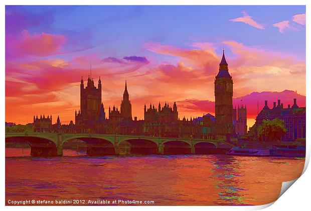 The house of parliament and westminster bridge Print by stefano baldini