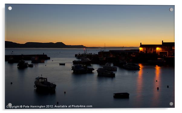 Dawn at Lyme Regis Acrylic by Pete Hemington