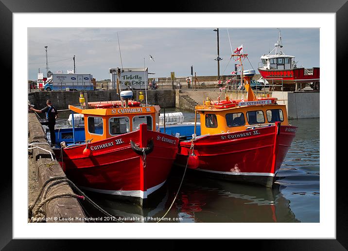 Red Boats, Seahouses, Northumberland Framed Mounted Print by Louise Heusinkveld