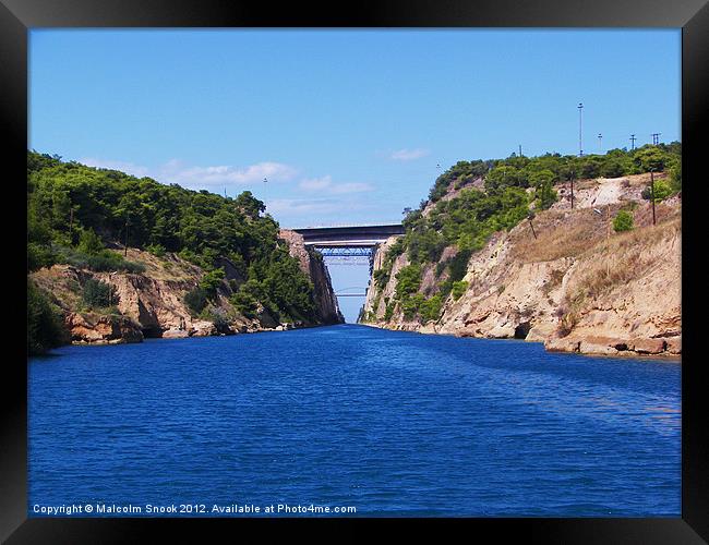 Corinth Canal Framed Print by Malcolm Snook
