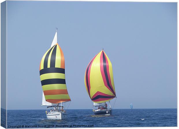 Colourful spinnakers Canvas Print by Malcolm Snook