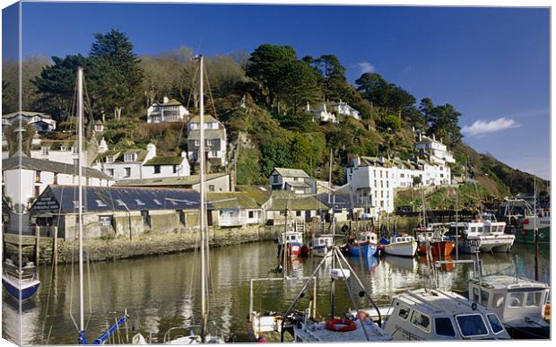 A sunny day in Polperro Harbour, Cornwall Canvas Print by Simon Armstrong