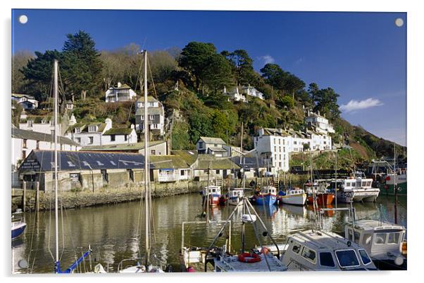 A sunny day in Polperro Harbour, Cornwall Acrylic by Simon Armstrong