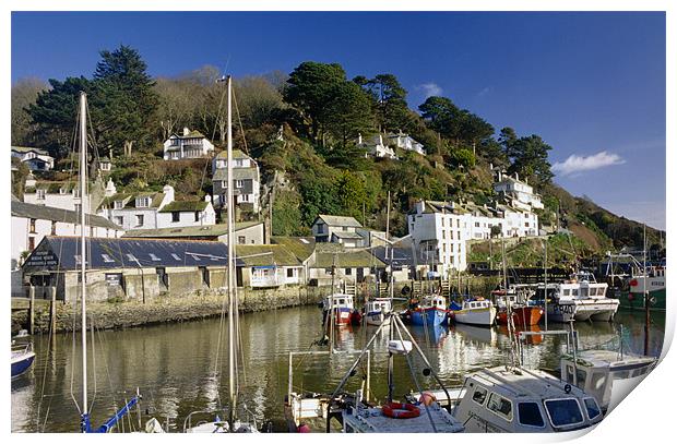 A sunny day in Polperro Harbour, Cornwall Print by Simon Armstrong