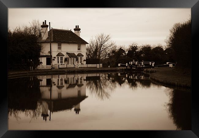 Lock keepers cottage reflected Framed Print by Martin Patten